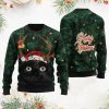 Merry Christmas Black Cat In Pine Tree Christmas Ugly Christmas Sweater Xmas Christmas Gift 3D Sweater