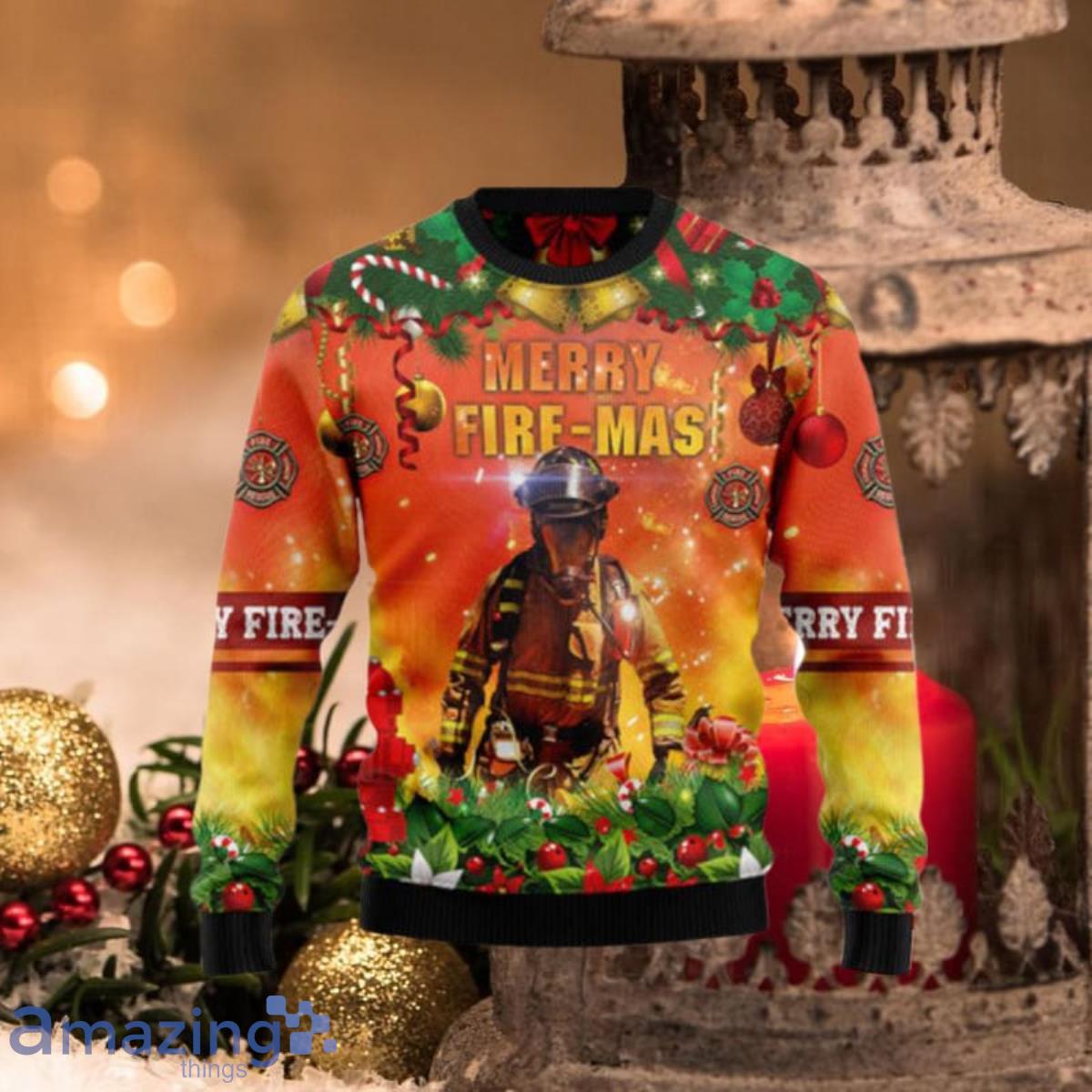 Merry Fire Mas Firefighter Ugly Christmas Sweaters Unique Gift For Men And Women image Merry Fire Mas Firefighter Ugly Christmas Sweaters Unique Gift For Men And Women Product Photo 1