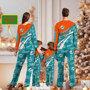 Miami Dolphins Custom Name Christmas Pajamas For Fans Product Photo 2