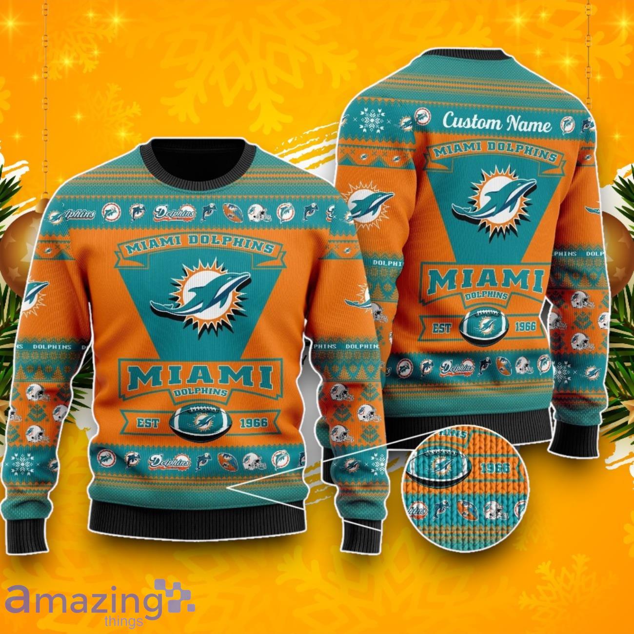Miami Dolphins Football Team Custom Ugly Christmas Sweater, Shirt For Men And Women image Miami Dolphins Football Team Custom Ugly Christmas Sweater, Shirt For Men And Women Product Photo 1