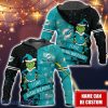 Miami Dolphins NFL Fans Grinch Love All Over Printed 3D Hoodie Custom Name Christmas Gift