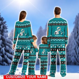 Miami Dolphins Pajamas Custom Name Christmas Sport Team Pajama Set Christmas Gift Family Product Photo 2