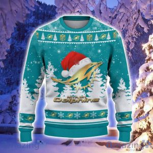 Miami Dolphins Santa Hat Pattern Ugly Christmas Sweater For Men And Women image Miami Dolphins Santa Hat Pattern Ugly Christmas Sweater For Men And Women Product Photo 2