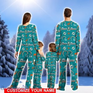 Miami Dolphins Sport Pajamas Set Custom Name Kid & Adult Christmas Pajamas Set Family Gift Product Photo 2