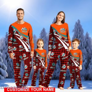 Miami Dolphins Team Pajamas Personalize Name Buffalo Plaid