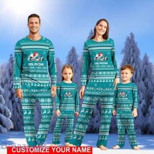 Miami Dolphins Team Pajamas Set Christmas Gift For Football Fan Family Holiday Gift Personalized Name Product Photo 1