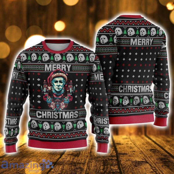 Michael Myers Jason Voorhees Ugly Christmas Sweatshirt Michael Myers Merry Christmas Ugly Sweater Product Photo 1