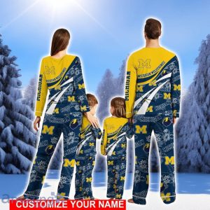 Michigan Wolverines Christmas Pajamas Set Personalized Name Christmas Gifts For Fans Product Photo 2