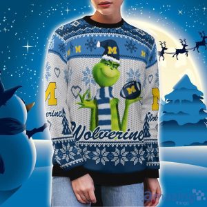 Michigan Wolverines Grinch Snowflake Pattern Ugly Sweater Christmas Product Photo 3