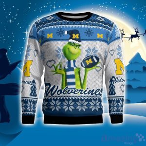 Michigan Wolverines Grinch Snowflake Pattern Ugly Sweater Christmas Product Photo 1