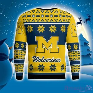 Michigan Wolverines Logo Big Snowflake Pattern Ugly Christmas Sweater Product Photo 2