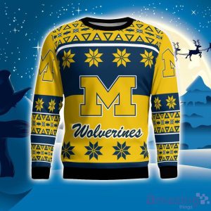 Michigan Wolverines Logo Big Snowflake Pattern Ugly Christmas Sweater Product Photo 1