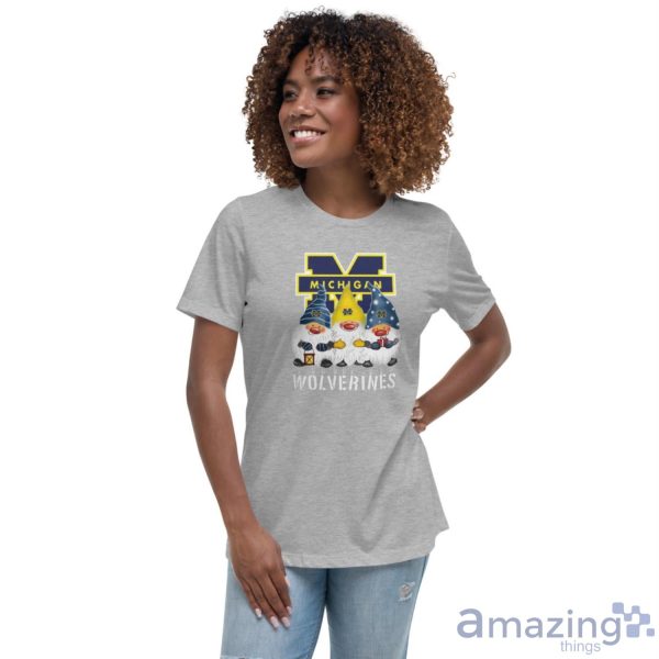 Michigan Wolverines Logo Gnomies Shirt Christmas Gift - Women's Relaxed Short Sleeve Jersey Tee