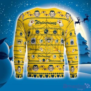 Michigan Wolverines Pumpkin Halloween Spooky Ghost Pattern Funny 3D Sweater Men And Women Gift image Michigan Wolverines Pumpkin Halloween Spooky Ghost Pattern Funny 3D Sweater Men And Women Gift Product Photo 3