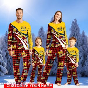 Michigan Wolverines Team Pajamas Personalize Name Buffalo Plaid Christmas Pajamas Set Product Photo 1