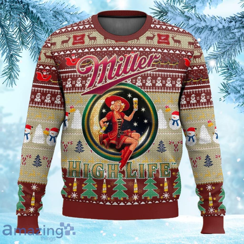 Miller Highlife Christmas Ugly Sweater Gift For Men And Women image Miller Highlife Christmas Ugly Sweater Gift For Men And Women Product Photo 1