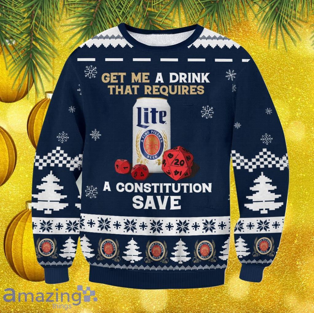 Miller Lite Constitution Save Christmas Ugly Sweater Gift For Men And Women image Miller Lite Constitution Save Christmas Ugly Sweater Gift For Men And Women Product Photo 1