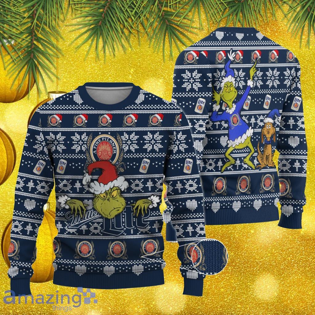 Miller Lite Grinch Christmas Ugly Sweater Gift For Men And Women image Miller Lite Grinch Christmas Ugly Sweater Gift For Men And Women Product Photo 1