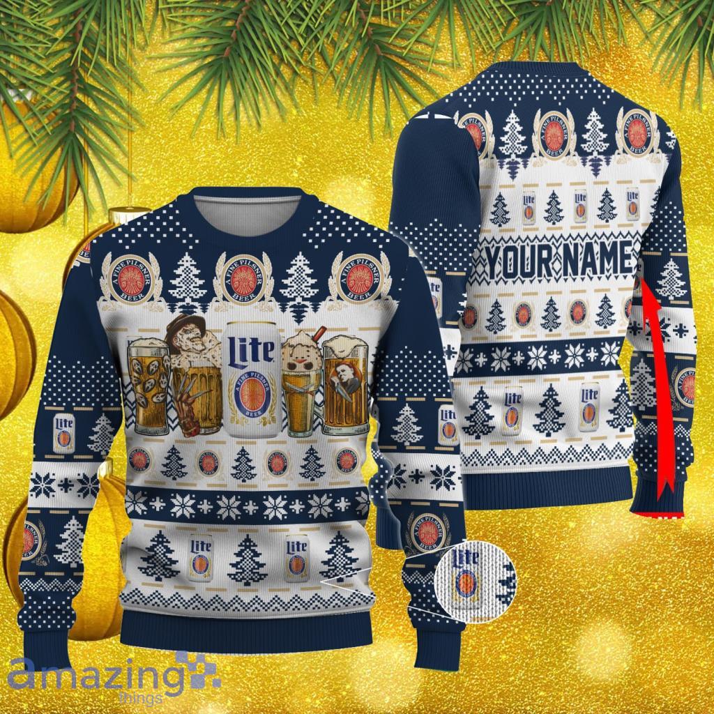 Miller Lite Horror Drink Christmas Ugly Sweater Gift For Men And Women image Miller Lite Horror Drink Christmas Ugly Sweater Gift For Men And Women Product Photo 1