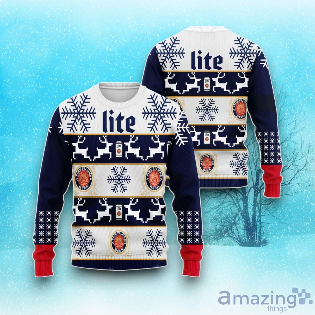 Miller Lite Ugly Christmas Sweater For All image Miller Lite Ugly Christmas Sweater For All Product Photo 1