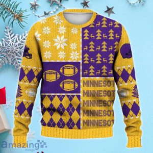 Minnesota Ugly Sweater Christmas, Retro Football American Sweatshirt Pattern 3D For Fans Product Photo 2