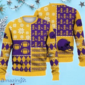 Minnesota Ugly Sweater Christmas, Retro Football American Sweatshirt Pattern 3D For Fans Product Photo 1
