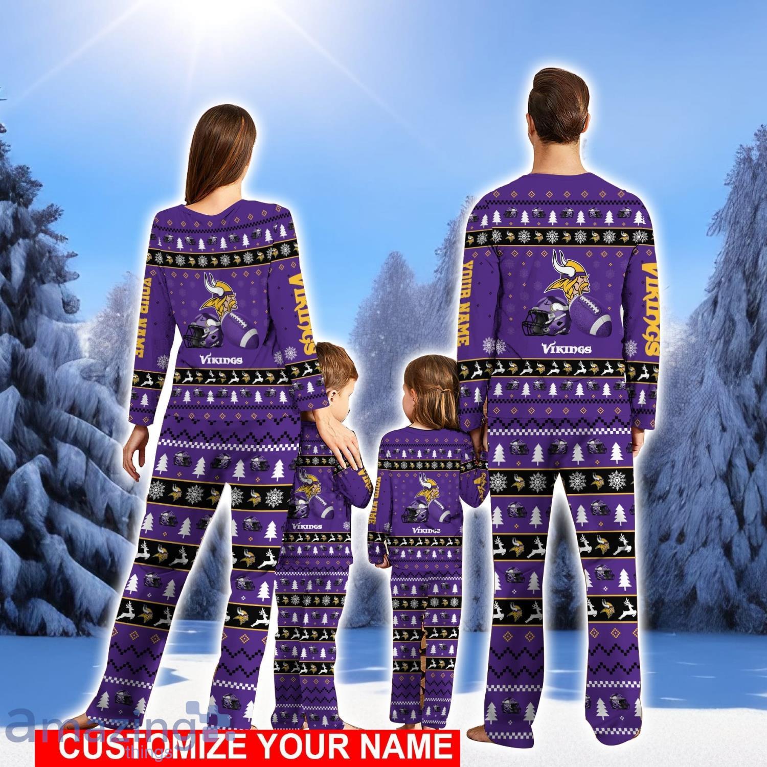 Minnesota Vikings Pajamas Custom Name Christmas Sport Team Pajama Set Christmas Gift Family image Minnesota Vikings Pajamas Custom Name Christmas Sport Team Pajama Set Christmas Gift Family Product Photo 2