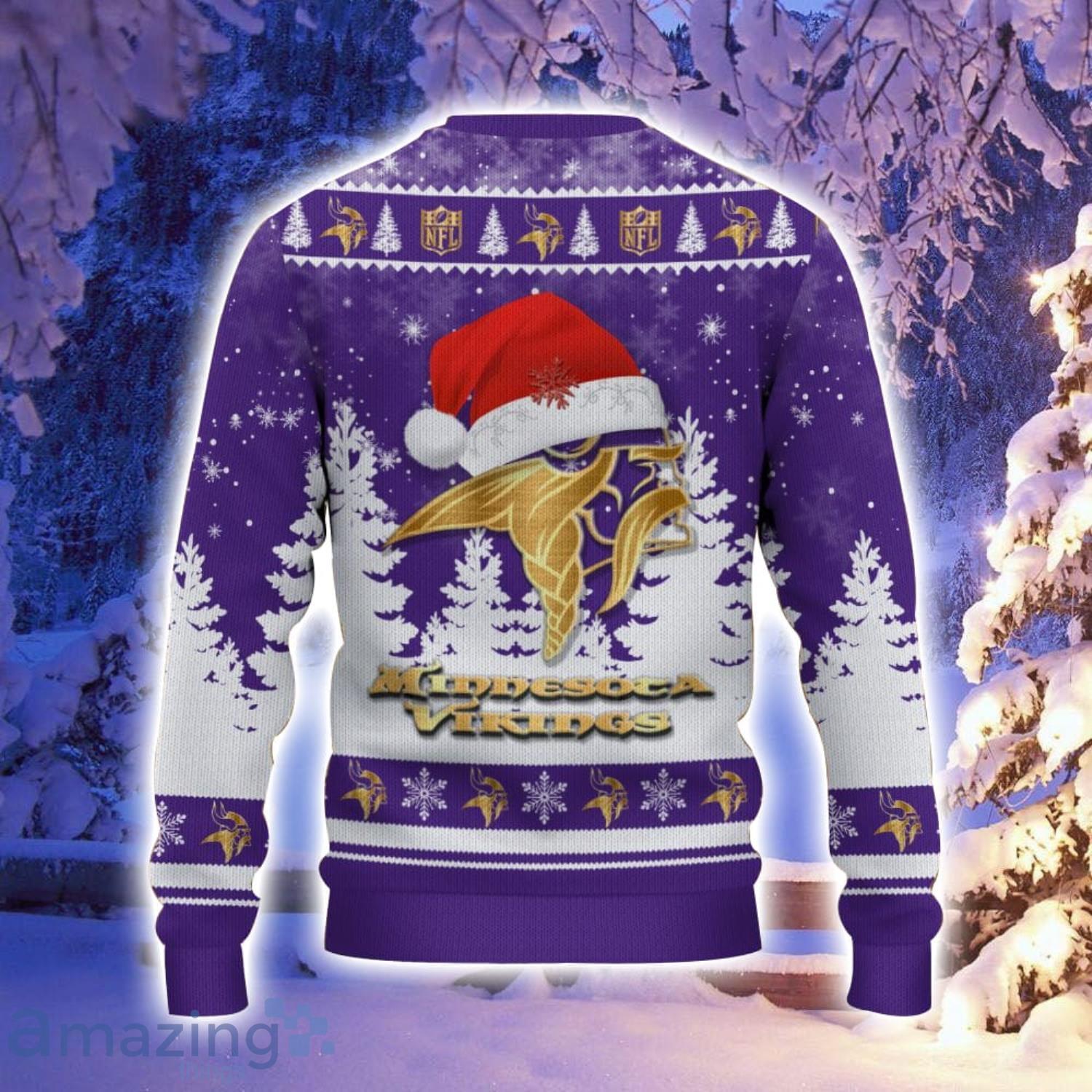 Minnesota Vikings Santa Hat Pattern Ugly Christmas Sweater For Men And ...
