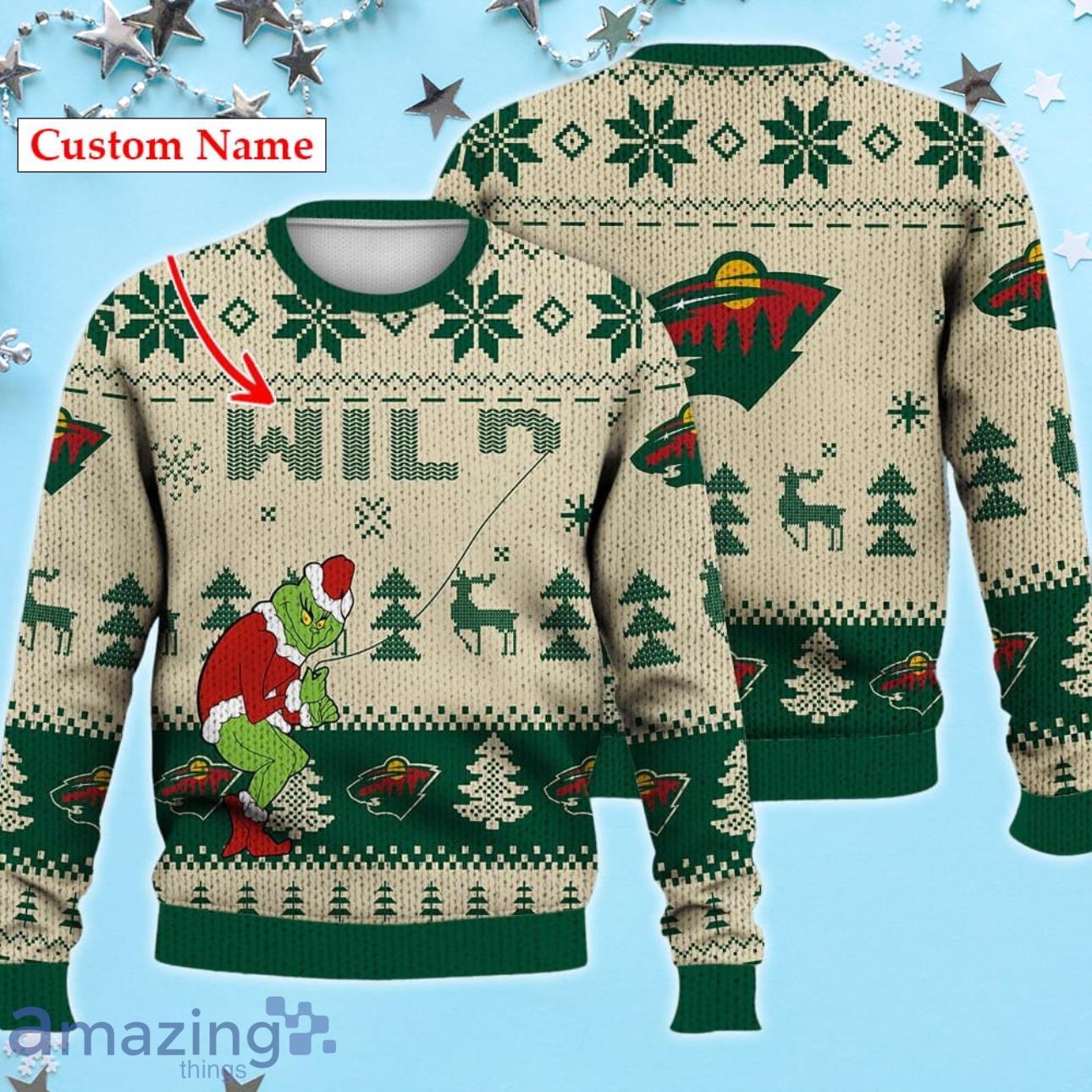 Minnesota Wild Ugly Sweater Christmas Custom Name Ice Hockey NHL Product Photo 1