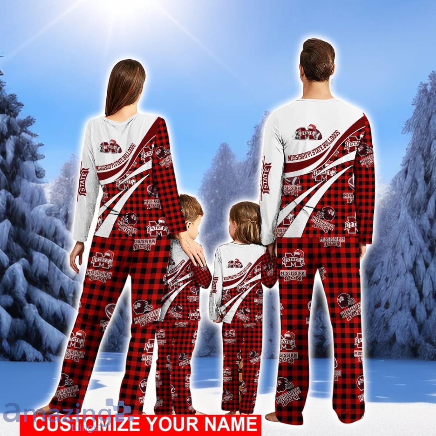 Mississippi State Bulldogs Team Pajamas Personalize Name Buffalo Plaid Christmas Pajamas Set image Mississippi State Bulldogs Team Pajamas Personalize Name Buffalo Plaid Christmas Pajamas Set Product Photo 2