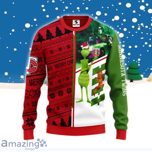 MLB Minnesota Twins With Logo Grinch Scooby Doo Funny Ugly Christmas Sweater Best Gift Product Photo 1