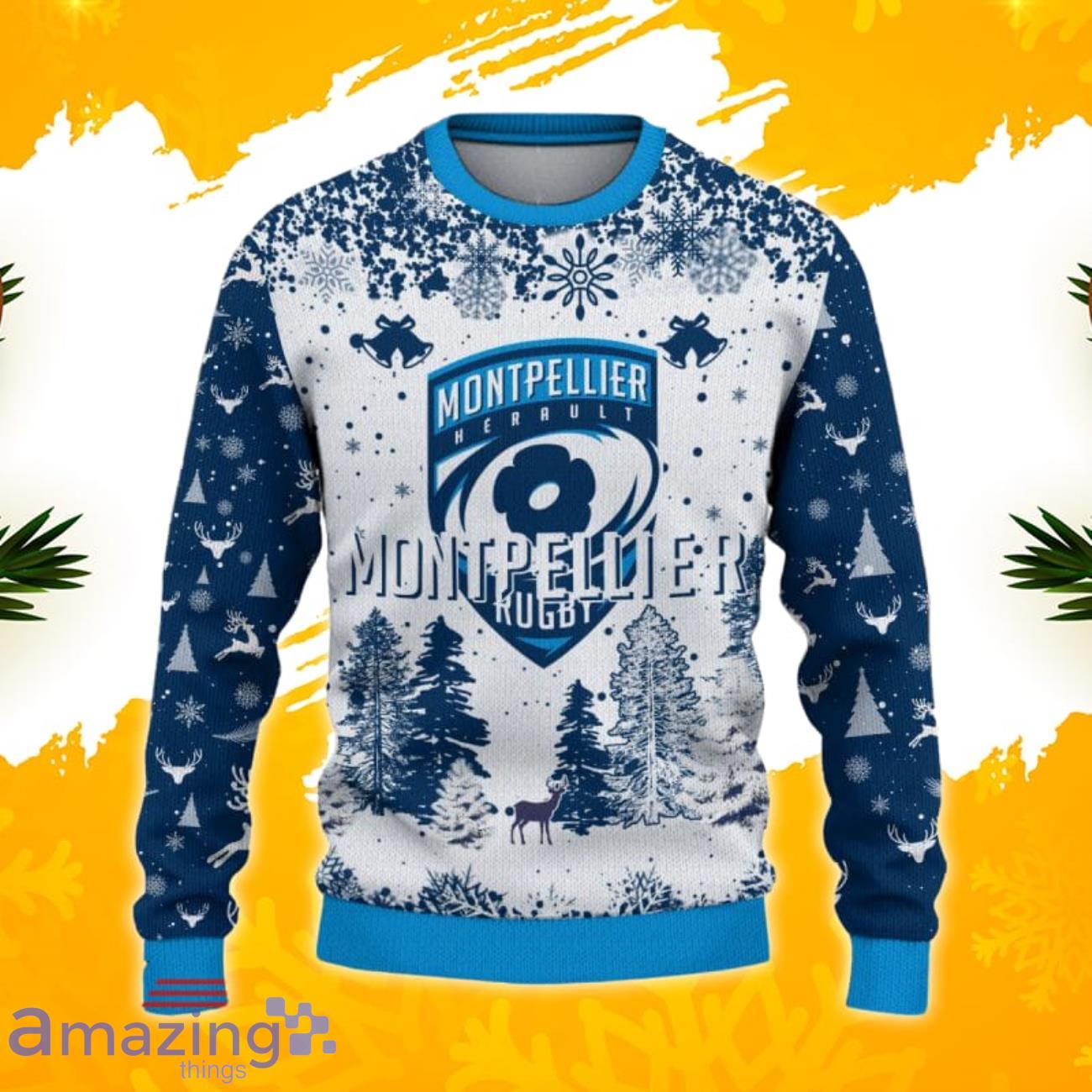 Montpellier Herault Rugby Ugly Christmas Sweater, Xmas Gift Ideas 2023 For Fans image Montpellier Herault Rugby Ugly Christmas Sweater, Xmas Gift Ideas 2023 For Fans Product Photo 2