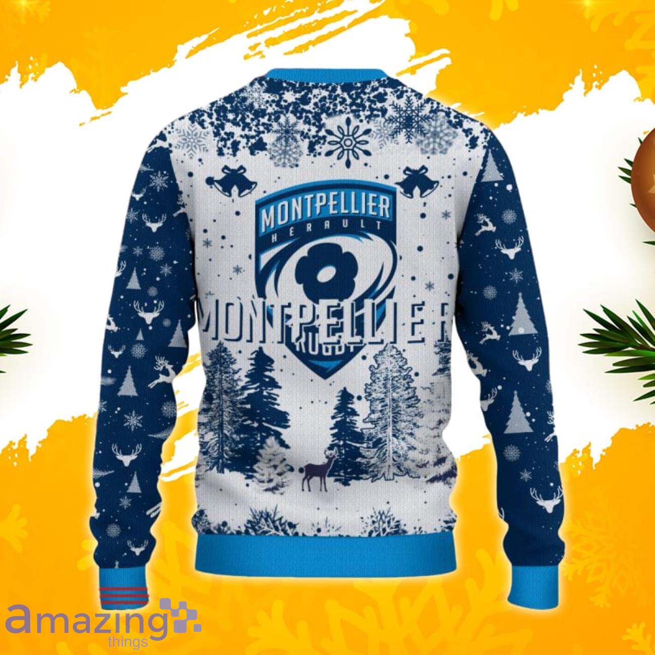 Montpellier Herault Rugby Ugly Christmas Sweater, Xmas Gift Ideas 2023 For Fans image Montpellier Herault Rugby Ugly Christmas Sweater, Xmas Gift Ideas 2023 For Fans Product Photo 3