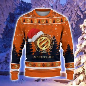 Montpellier HSC Logo Wearing Santa Hat Ugly Christmas Sweater Christmas Gift 3D Sweater Product Photo 2