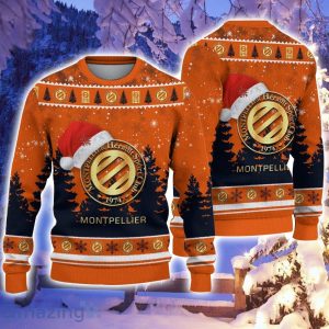 Montpellier HSC Logo Wearing Santa Hat Ugly Christmas Sweater Christmas Gift 3D Sweater Product Photo 1