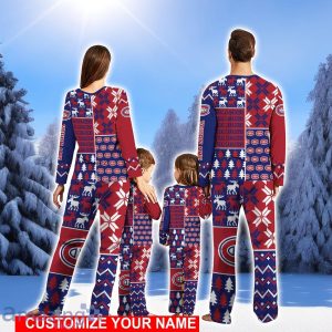 Montreal Canadiens Pajamas Set Christmas snowflake pattern Pajamas Christmas Gift For Family Custom Name Product Photo 2