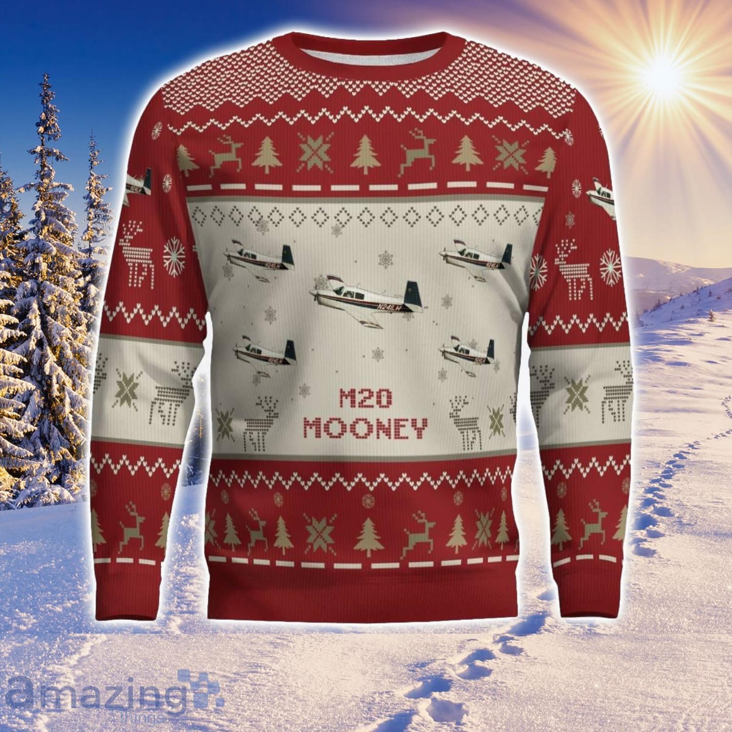 Mooney M20C Aircraft Red Ugly Chrisrmas Sweater Aircraft Lover Veteran 3D Sweater Winter Gift image Mooney M20C Aircraft Red Ugly Chrisrmas Sweater Aircraft Lover Veteran 3D Sweater Winter Gift Product Photo 2
