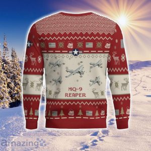MQ-9 Reaper MQ9 Aircraft Red Ugly Chrisrmas Sweater Aircraft Lover Veteran 3D Sweater Winter Gift Product Photo 3
