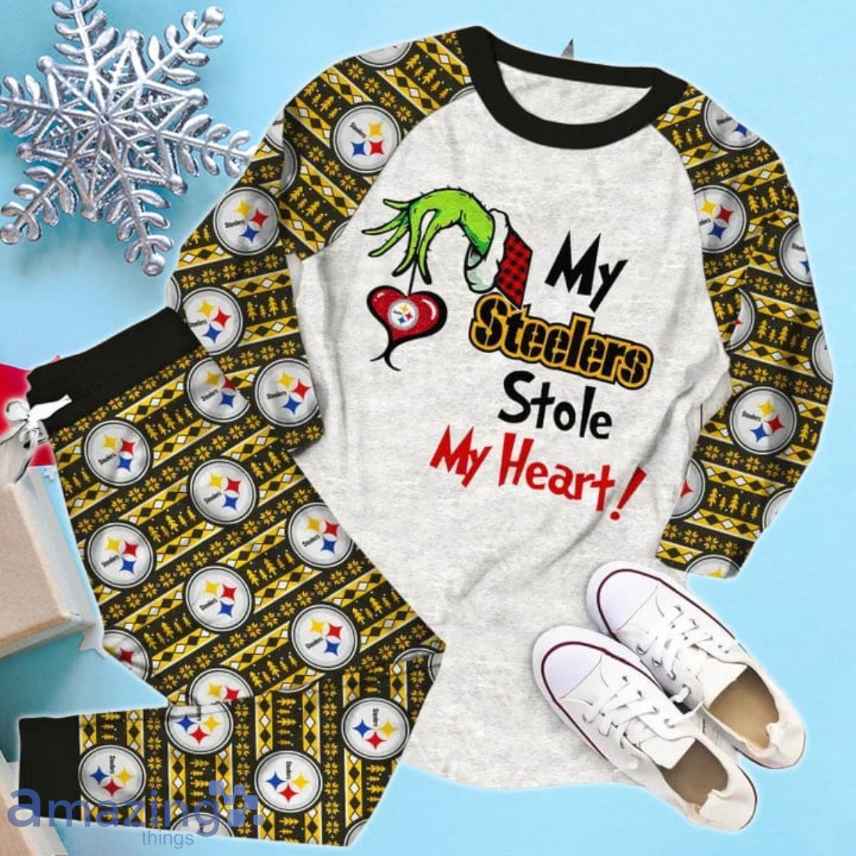 My Steelers Stole My Heart Grinch Pajamas Set image My Steelers Stole My Heart Grinch Pajamas Set Product Photo 2