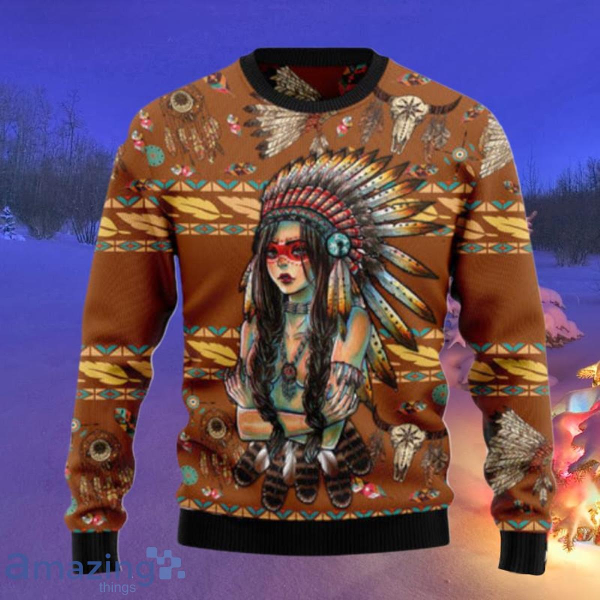 Native American Girl Ugly Christmas Sweaters Style Gift For Men