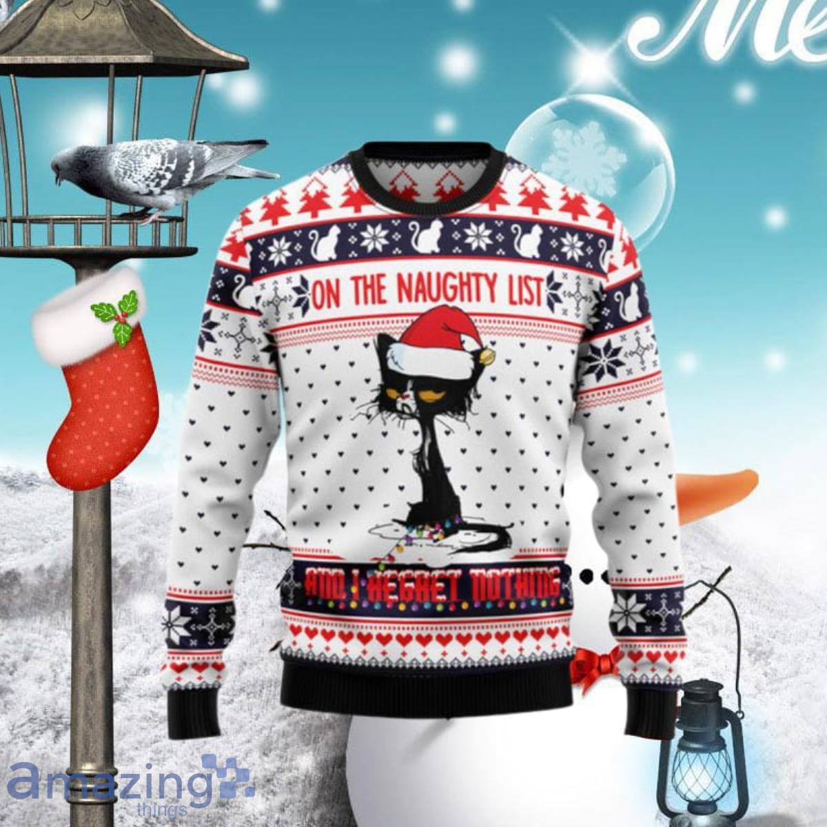 Naughty List Cat Meow Ugly Christmas Sweaters Special Gift For Men Women image Naughty List Cat Meow Ugly Christmas Sweaters Special Gift For Men Women Product Photo 1
