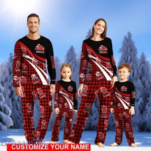 NC State Wolfpack Team Pajamas Personalize Name Buffalo Plaid Christmas Pajamas Set Product Photo 1