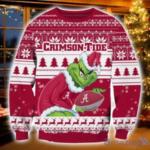 NCAA Alabama Crimson Tide Logo Grinch Ugly Christmas Sweater Christmas Gift For Sport Fans Product Photo 1