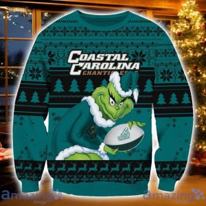 NCAA Coastal Carolina Chanticleers Grinch Ugly Christmas Sweater Christmas Gift For Sport Fans Product Photo 1