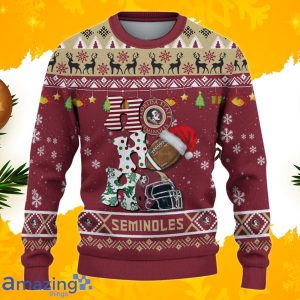 NCAA Florida State Seminoles HO HO HO Ugly Christmas Sweater image NCAA Florida State Seminoles HO HO HO Ugly Christmas Sweater Product Photo 2