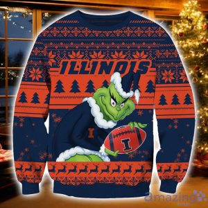 NCAA Illinois Fighting Illini Grinch Ugly Christmas Sweater Christmas Gift For Sport Fans Product Photo 1