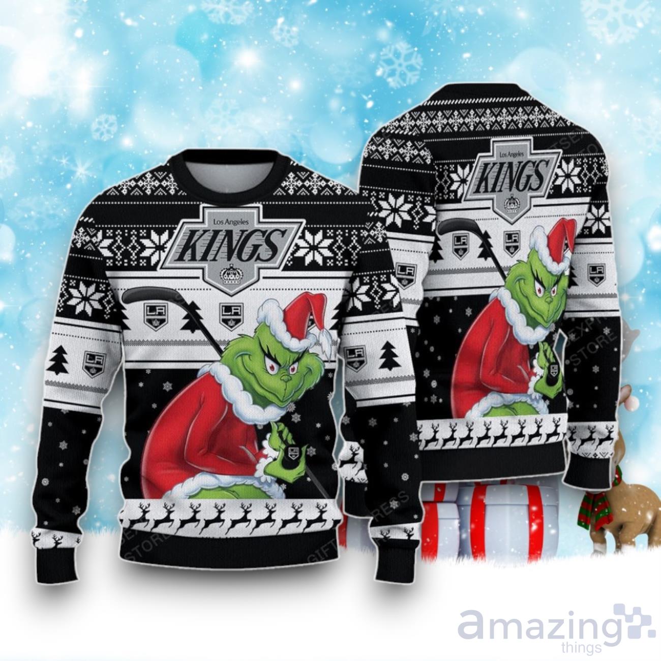 NCAA Los Angeles Kings Ugly Christmas Sweater Grinch Xmas Gift Football image NCAA Los Angeles Kings Ugly Christmas Sweater Grinch Xmas Gift Football Product Photo 1