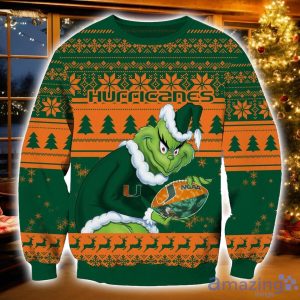 NCAA Miami Hurricanes Grinch Ugly Christmas Sweater Christmas Gift For Sport Fans Product Photo 1