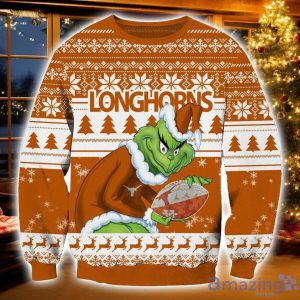 NCAA Texas Longhorns Logo Grinch Ugly Christmas Sweater Christmas Gift For Sport Fans Product Photo 1