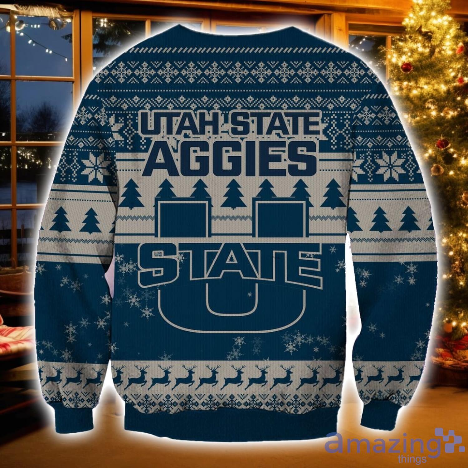 NCAA Utah State Aggies Grinch Ugly Christmas Sweater Christmas Gift For Sport Fans image NCAA Utah State Aggies Grinch Ugly Christmas Sweater Christmas Gift For Sport Fans Product Photo 2